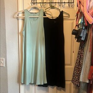 Mint Green and Black Sleeveless Dresses